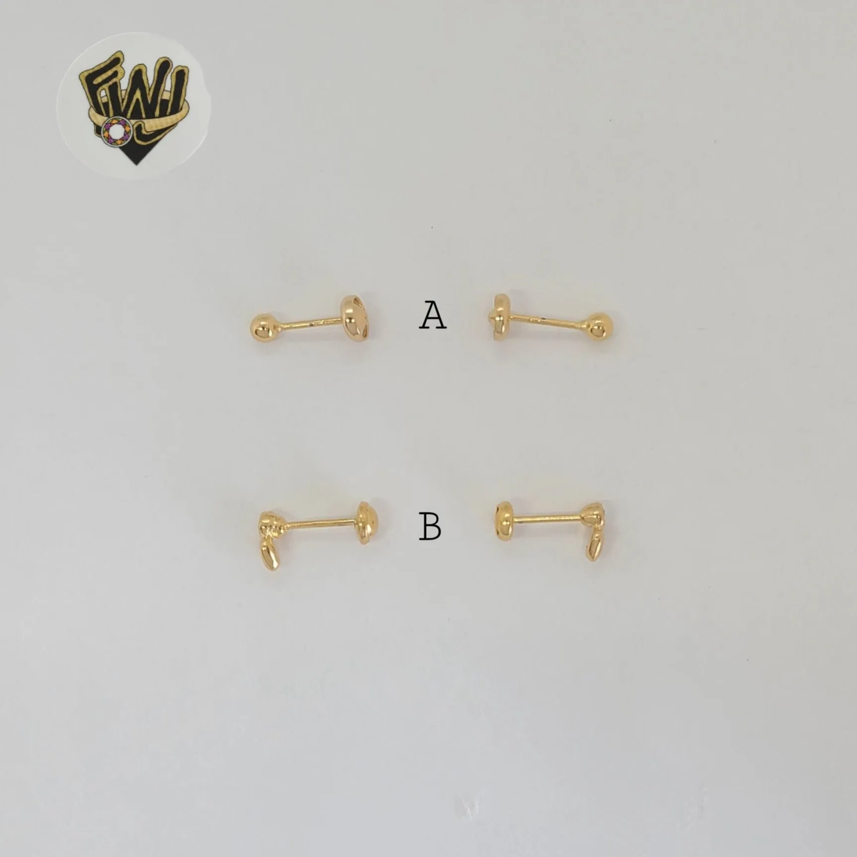 (1-1145-1) Gold Laminate - Kid Stud Earrings - BGF