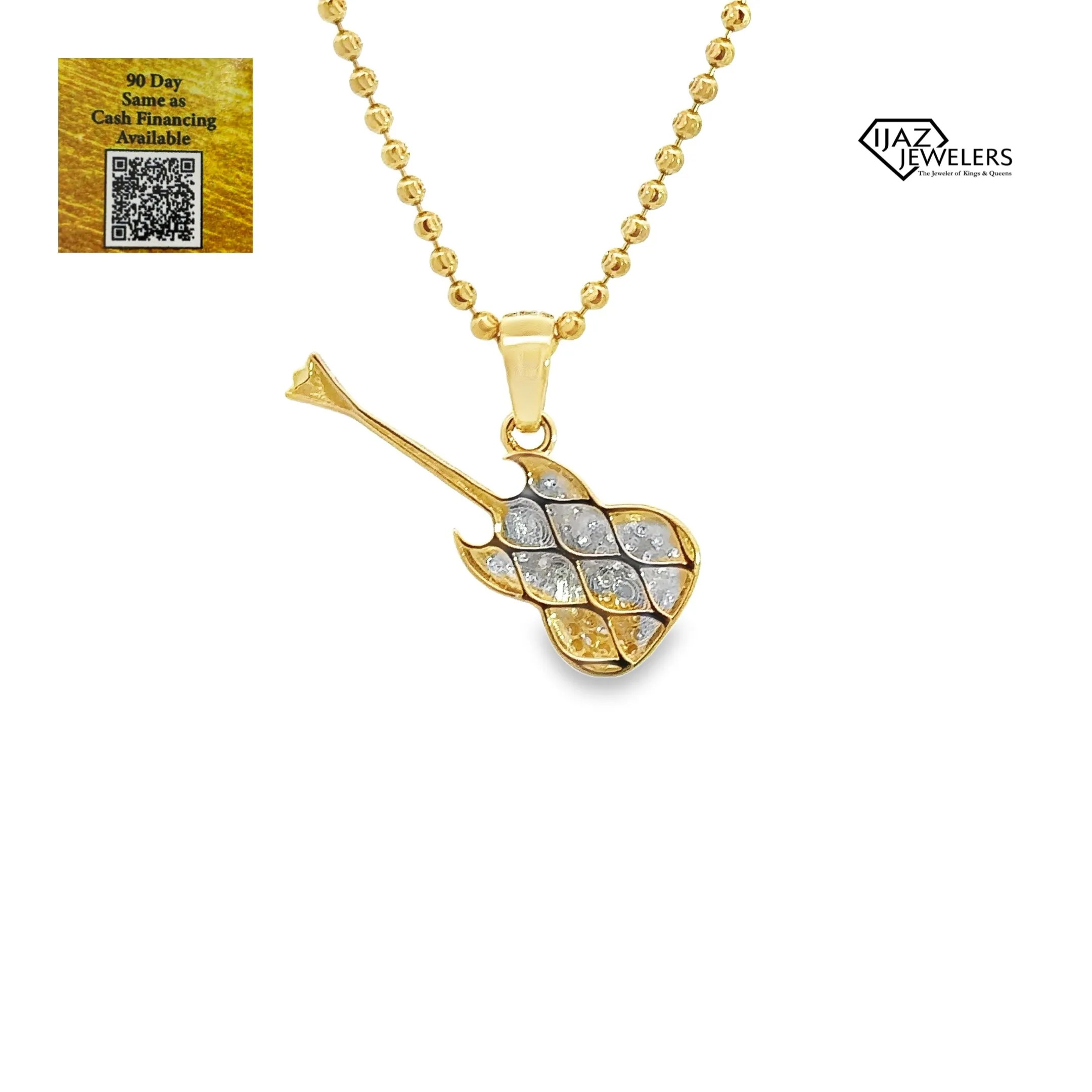 10K Gold Two Tone 0.34 CTW Diamond Guitar Charm