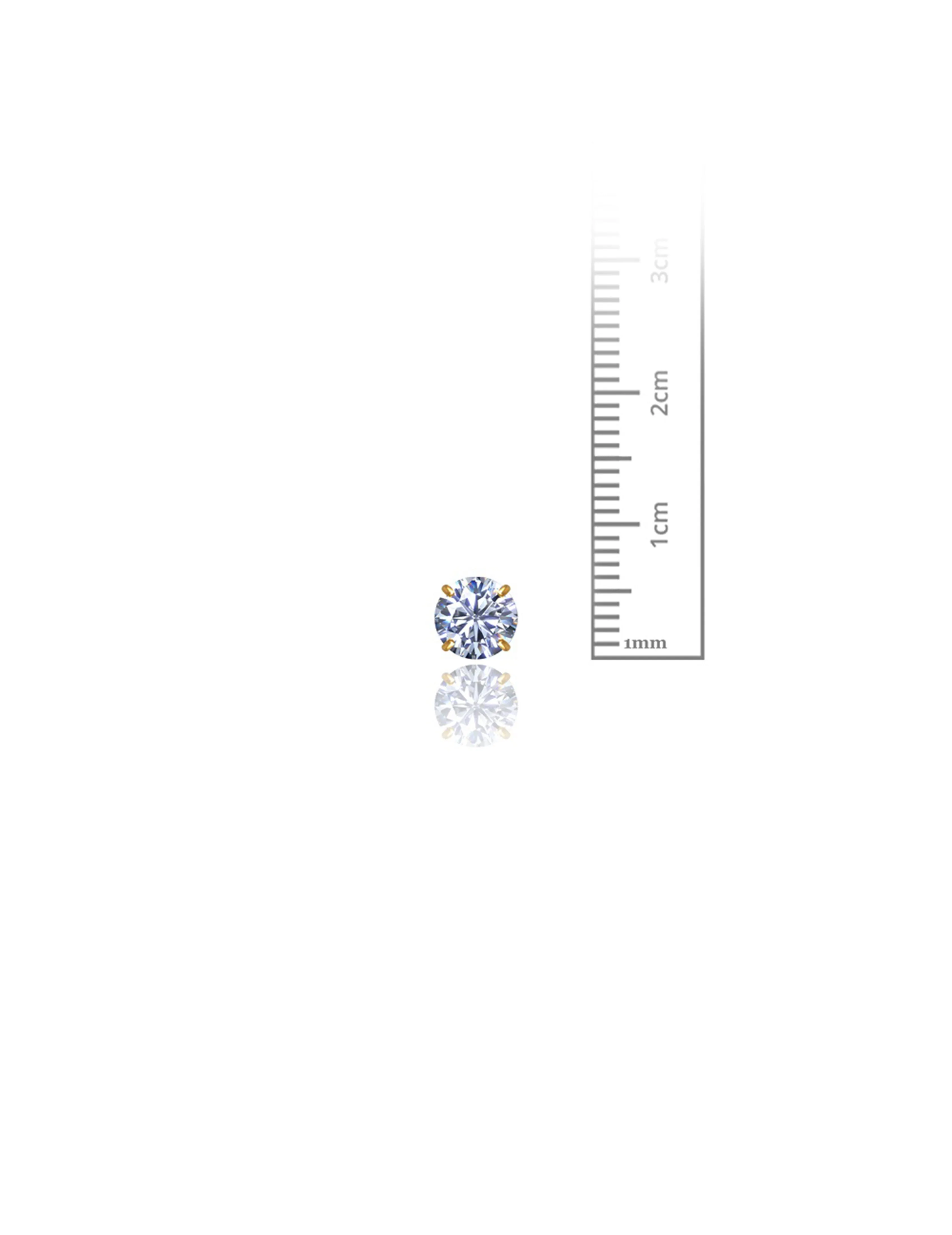 14K Yellow Gold 6MM Round CZ Screwback Stud Earrings
