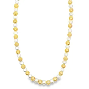 5mm Pearl & Gold Bead Ball Chain Necklace (F255)