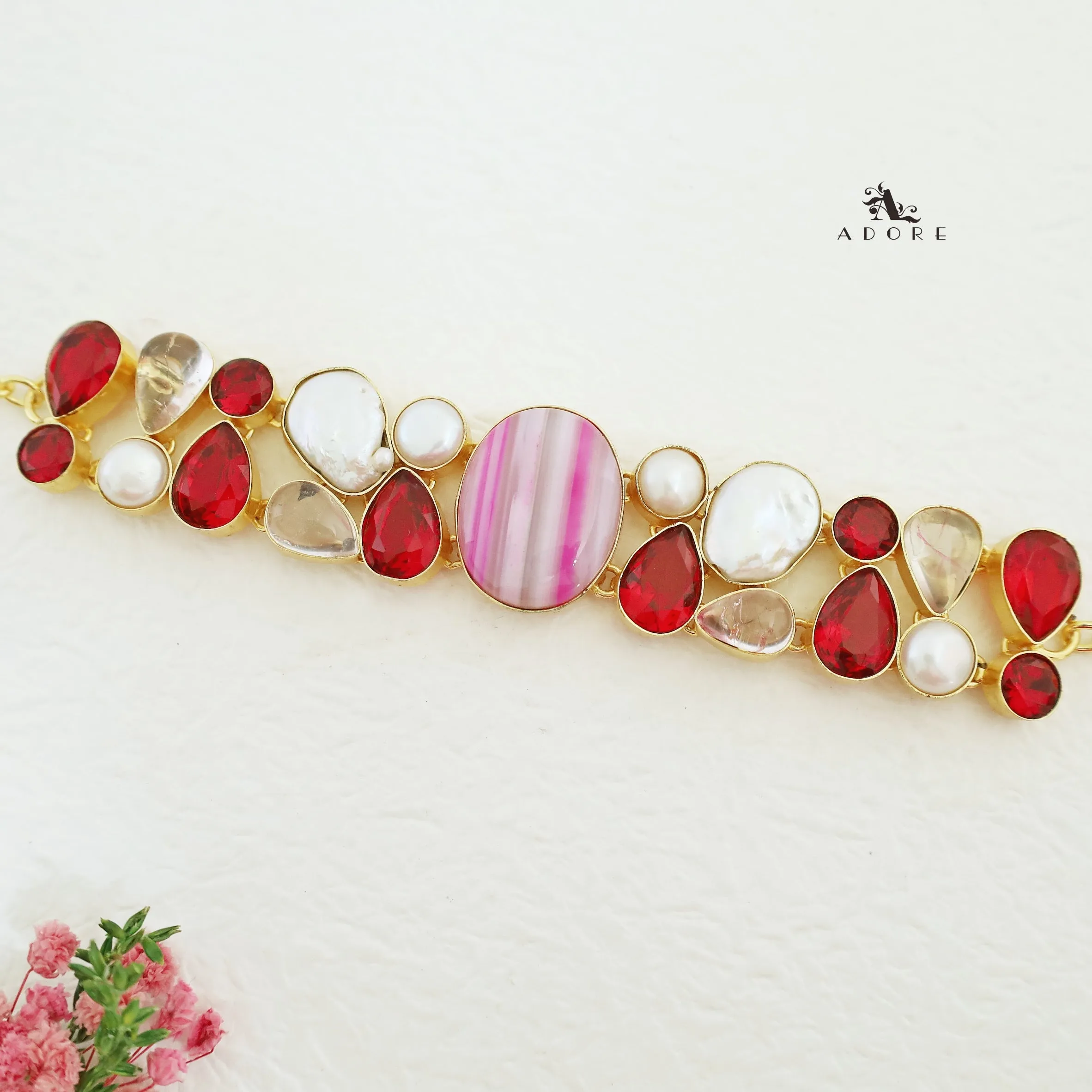 Aelin Baroque Stone   Glossy Pearl Choker