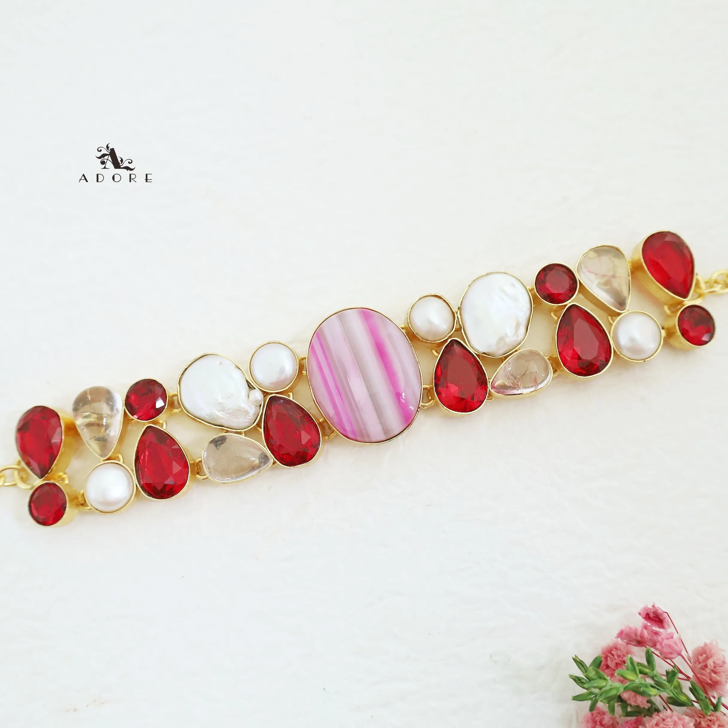 Aelin Baroque Stone   Glossy Pearl Choker