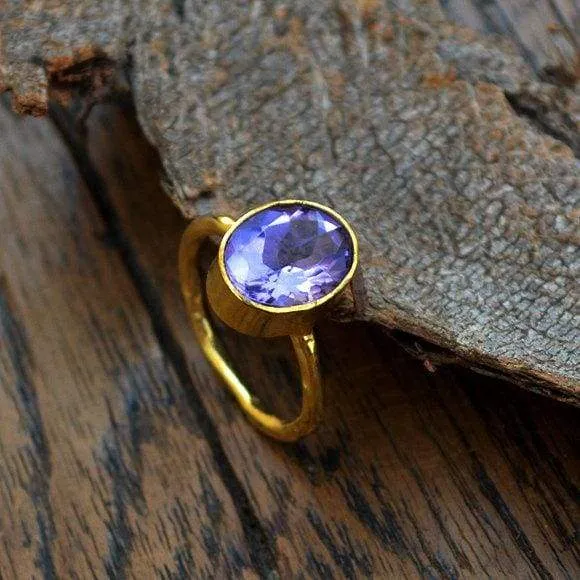 Amethyst gemstone gold ring, 14k yellow gold Amethyst ring