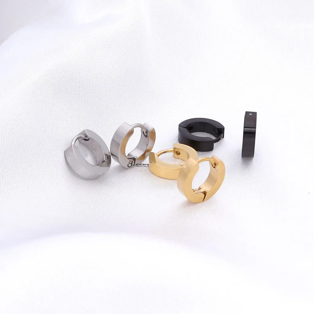 Black Titanium IP Stainless Steel Huggie Hoop Earrings - Small