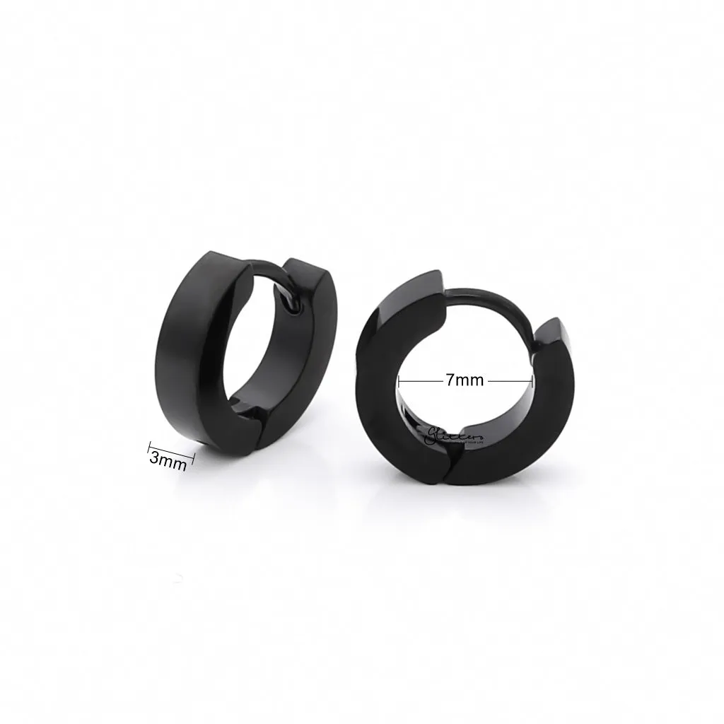 Black Titanium IP Stainless Steel Huggie Hoop Earrings - Small
