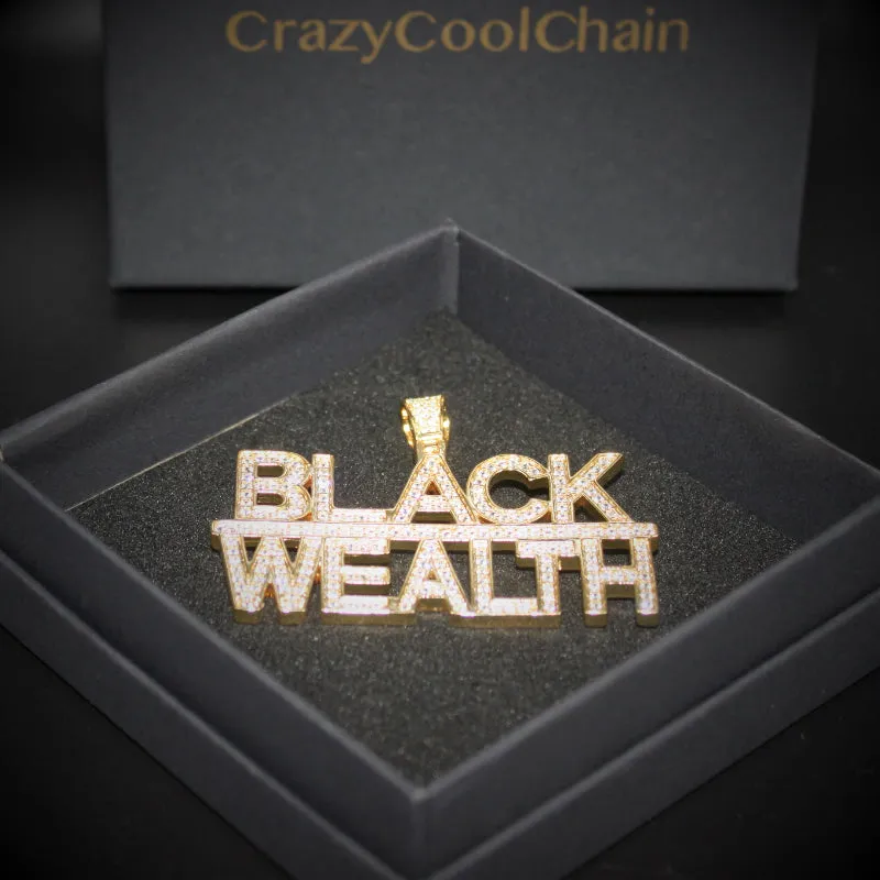 Black Wealth CZ Letter Pendant