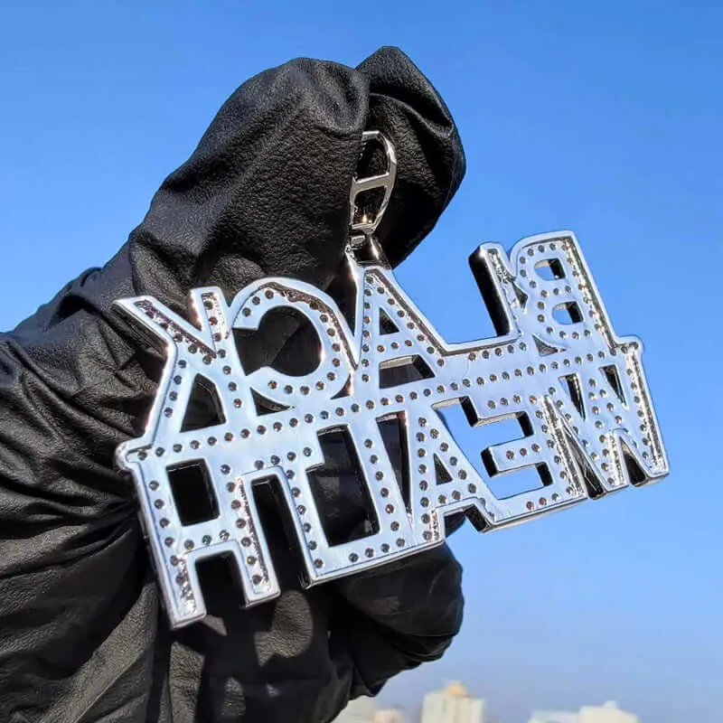 Black Wealth CZ Letter Pendant