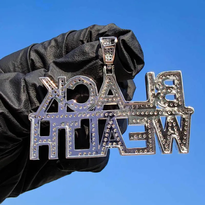 Black Wealth CZ Letter Pendant