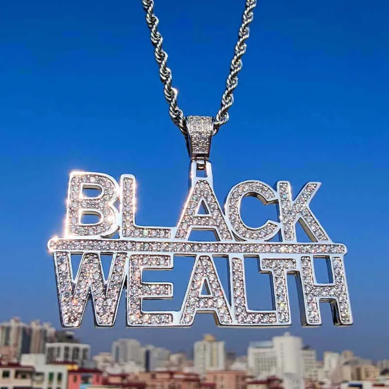 Black Wealth CZ Letter Pendant