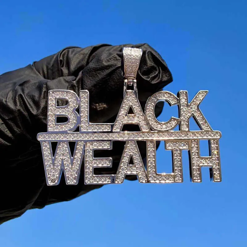 Black Wealth CZ Letter Pendant