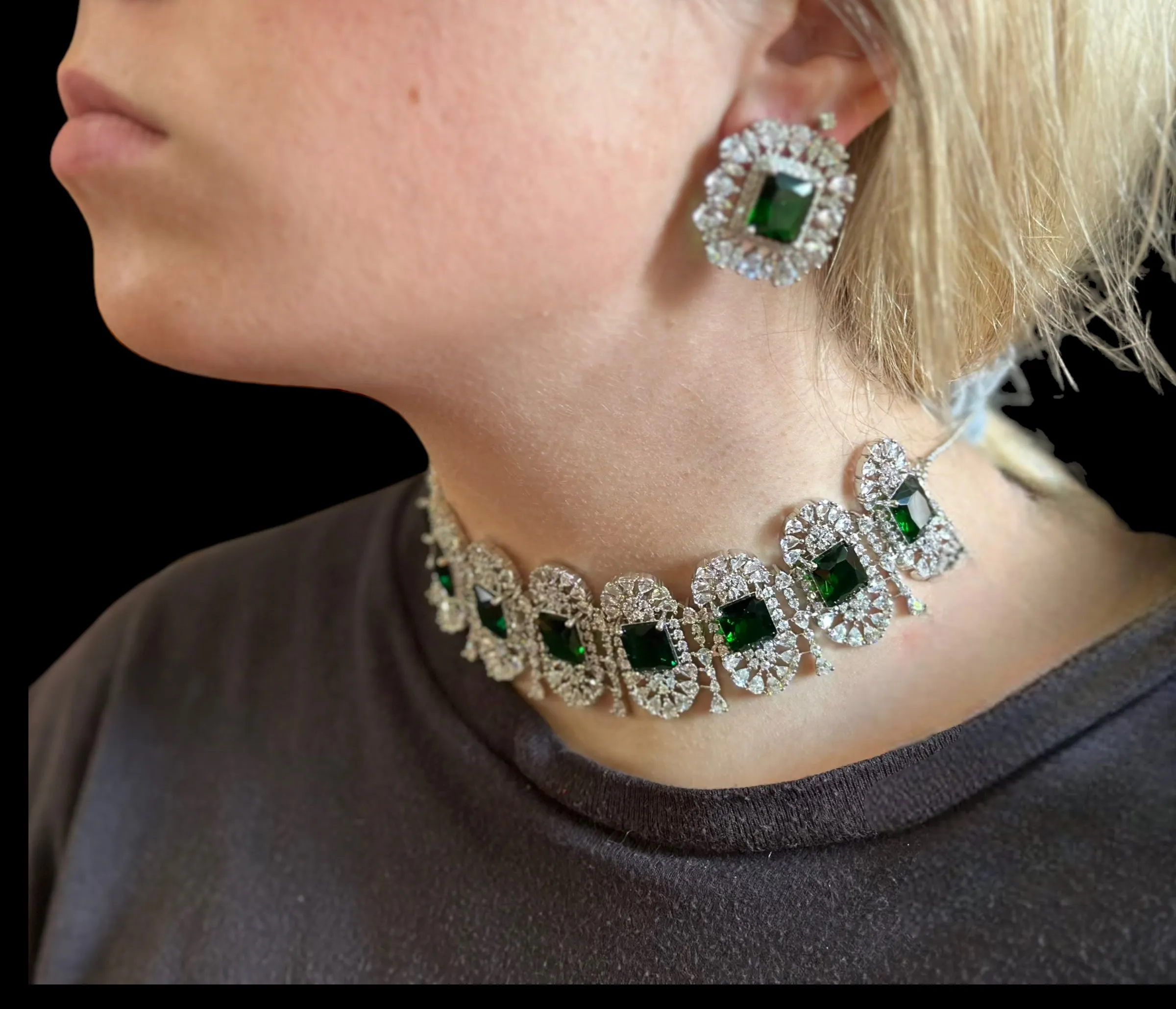 C260 Kiara Silver plated choker  set ( READY TO SHIP )