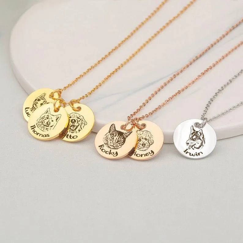Cat Pendant Necklace - Custom Pet Necklace, Dog Pendant Necklace by Cushy Pups