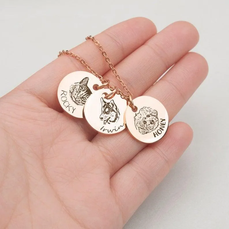 Cat Pendant Necklace - Custom Pet Necklace, Dog Pendant Necklace by Cushy Pups