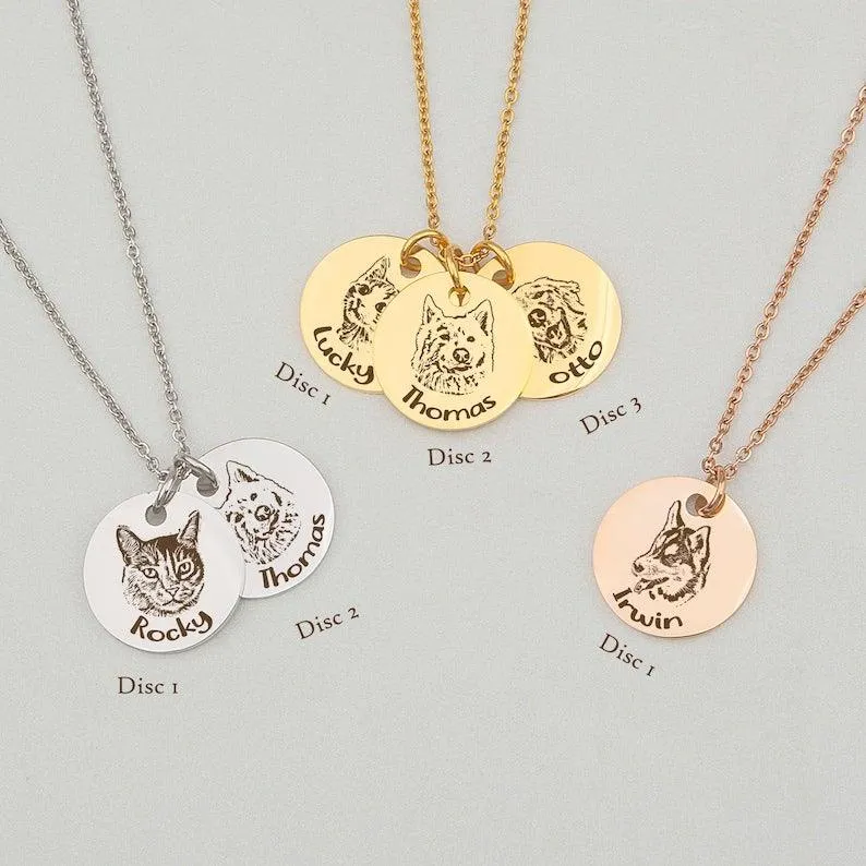 Cat Pendant Necklace - Custom Pet Necklace, Dog Pendant Necklace by Cushy Pups