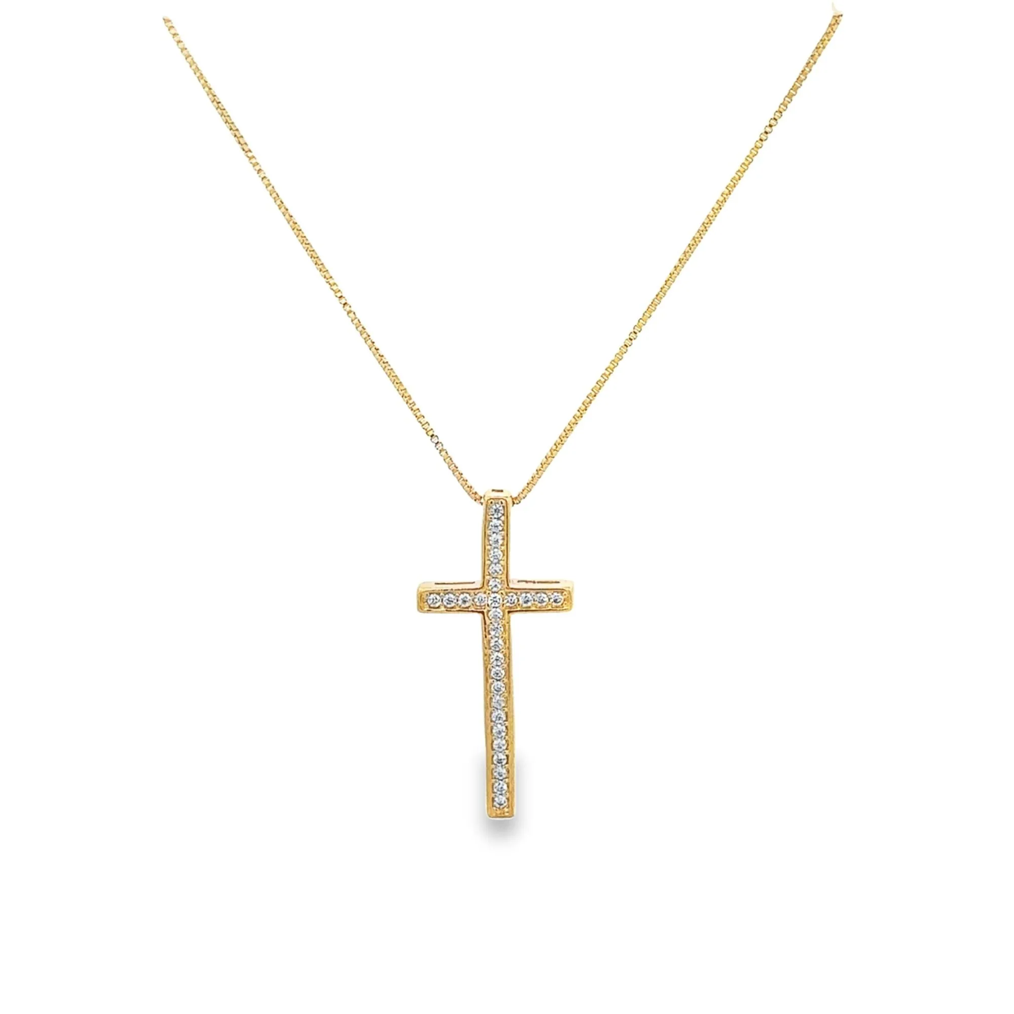 Cross Crucifix Necklace With CZ Stones (G98)