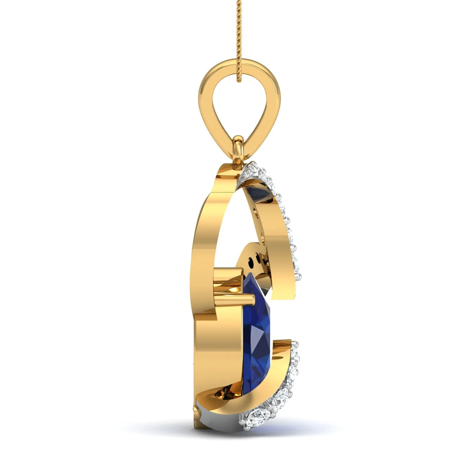 Diva Sapphire Heart Pendant (Gold Plated 925 Sterling Silver)