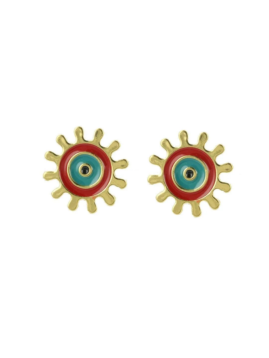 Evil Eye Round Stud Red
