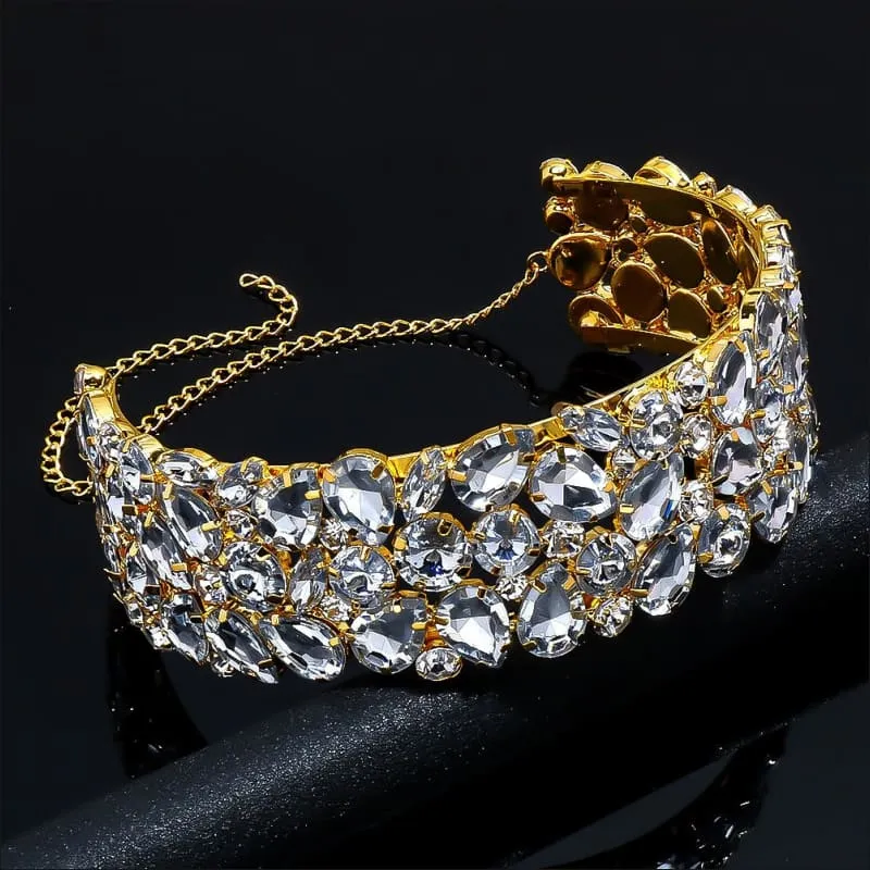 Exaggerated Water Diamond Multi-layer Choker Necklace