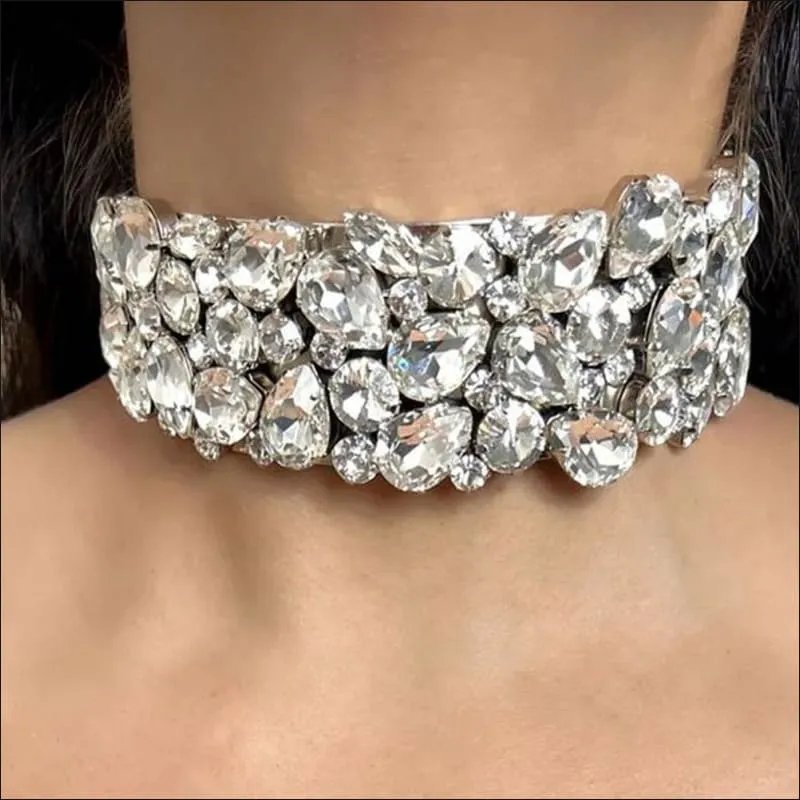 Exaggerated Water Diamond Multi-layer Choker Necklace