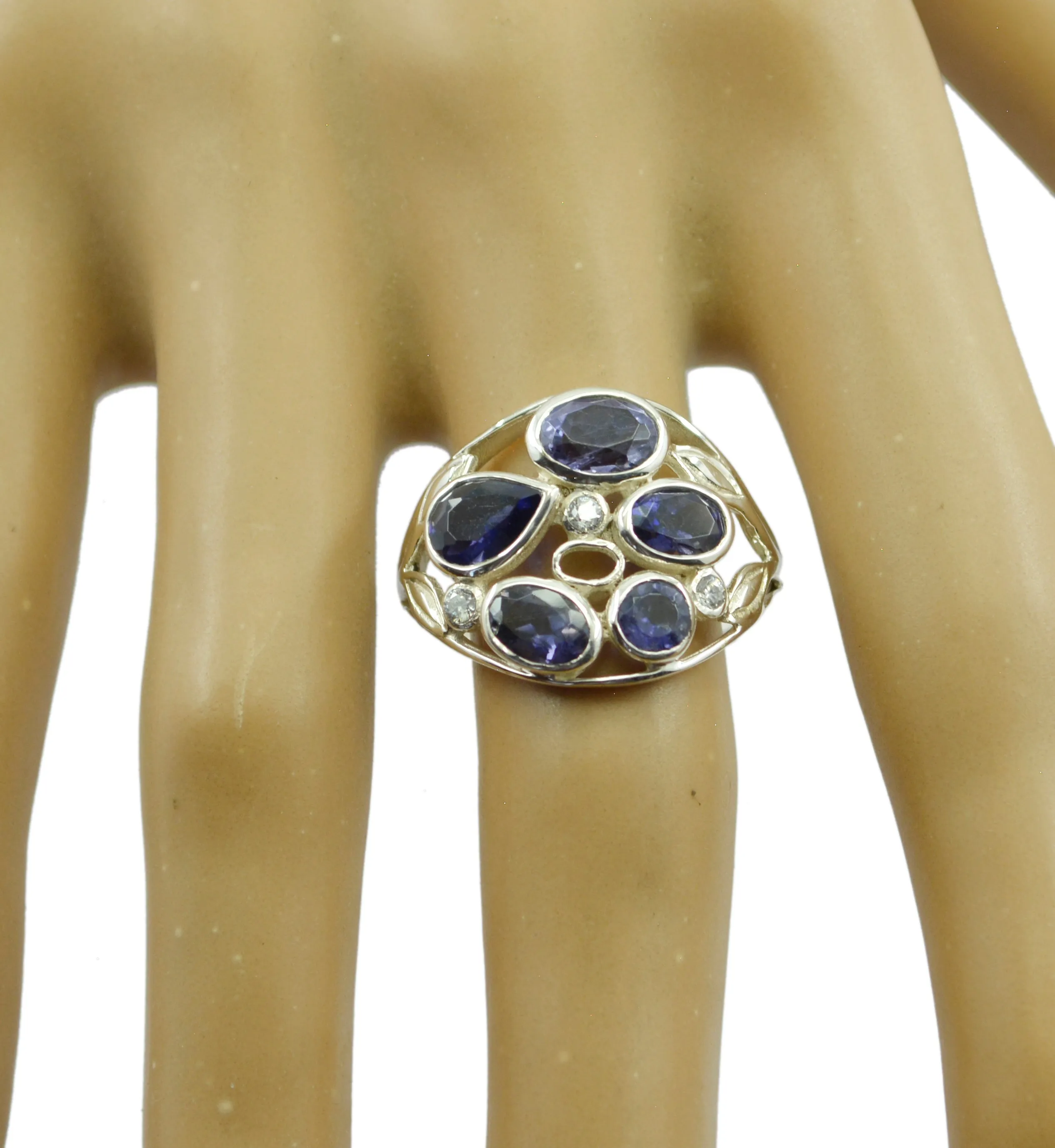 Excellent Stone Iolite 925 Sterling Silver Rings Melania Trump Jewelry