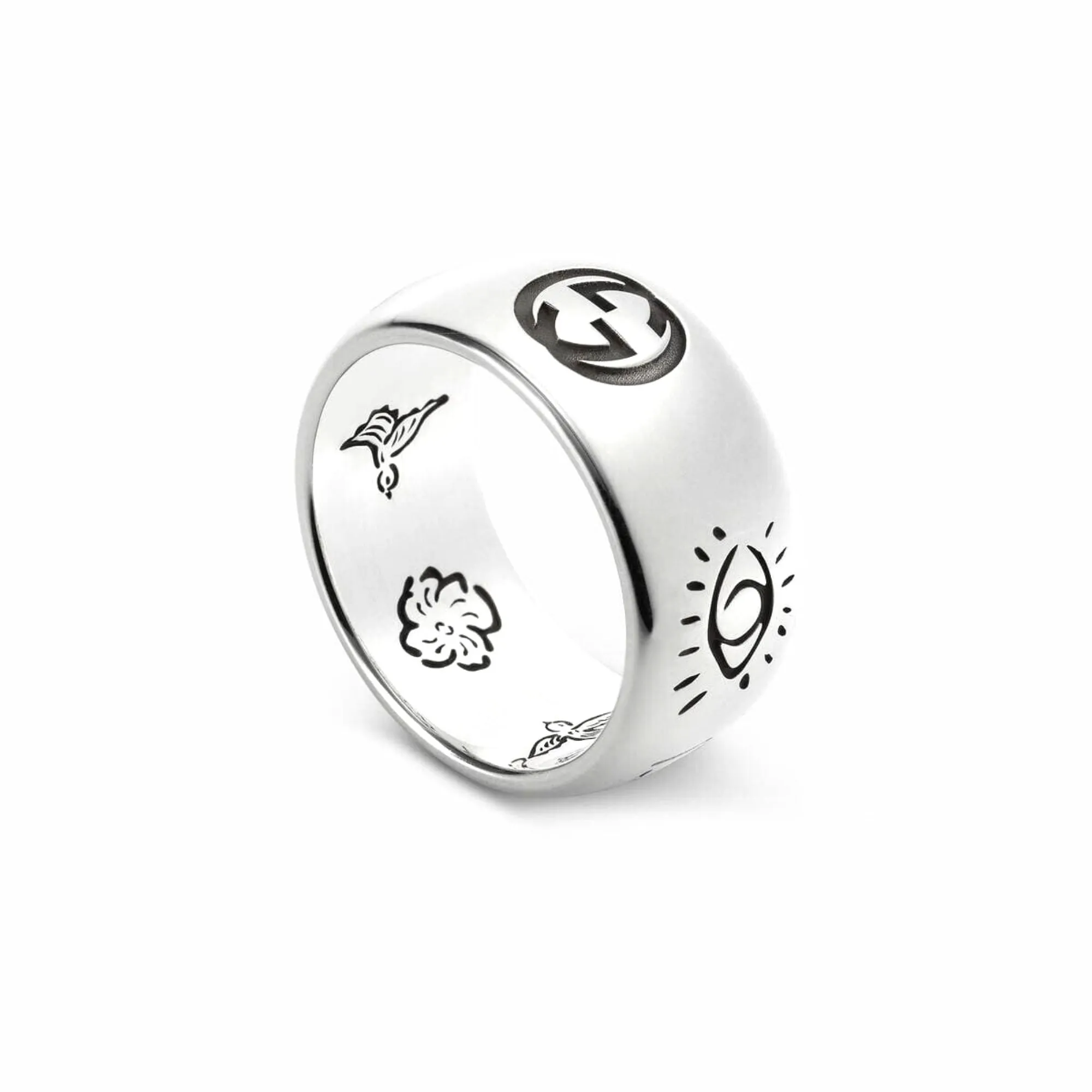 Gucci Polished Sterling Sliver 'Blind for Love' Heart Band