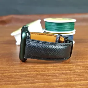 Handmade Black Epsom Leather Apple Watch Band