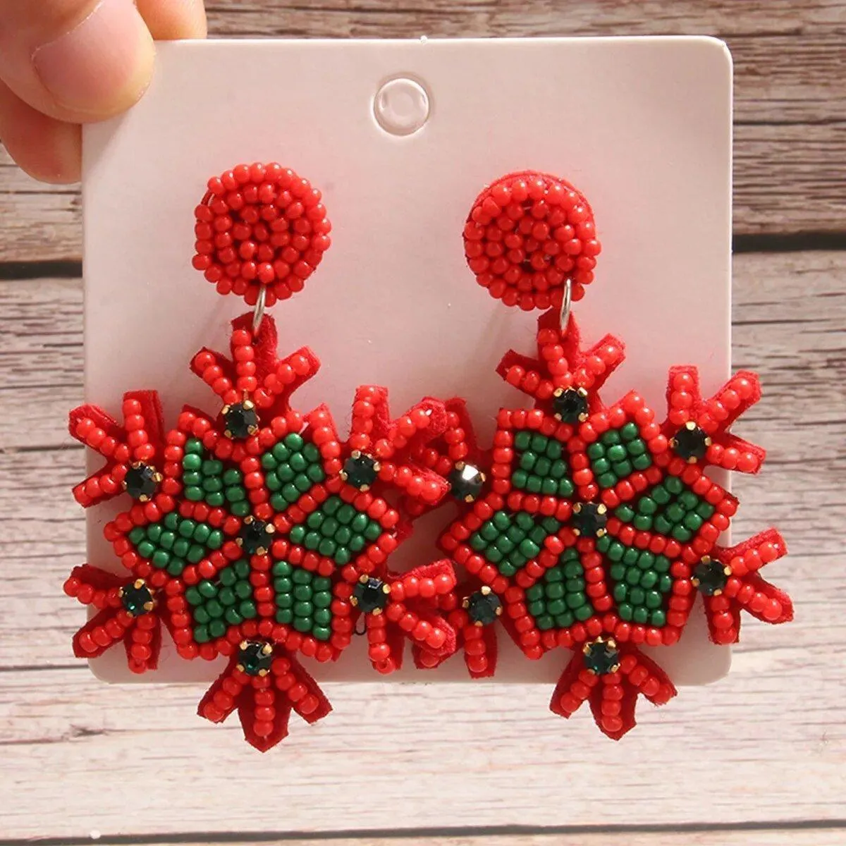 Holiday Christmas Bead Earrings