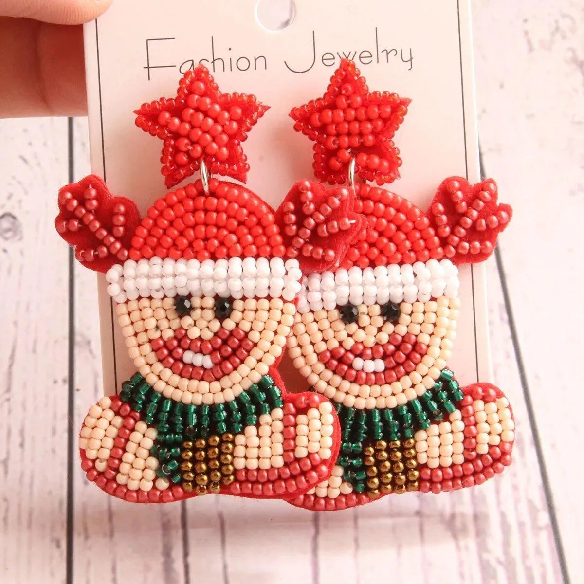 Holiday Christmas Bead Earrings