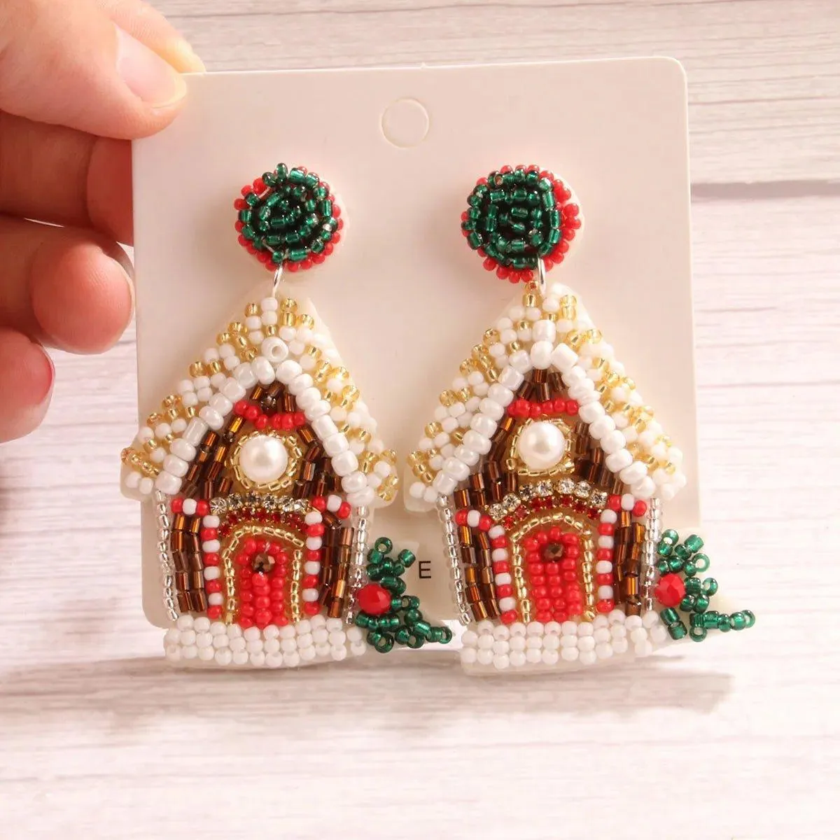Holiday Christmas Bead Earrings