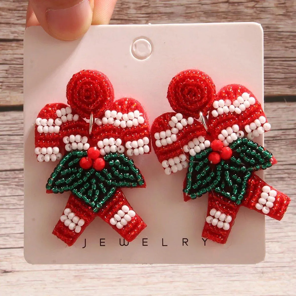 Holiday Christmas Bead Earrings
