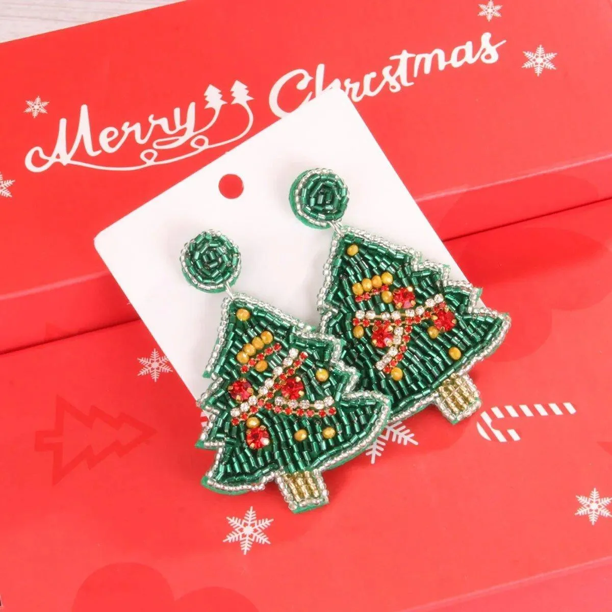 Holiday Christmas Bead Earrings