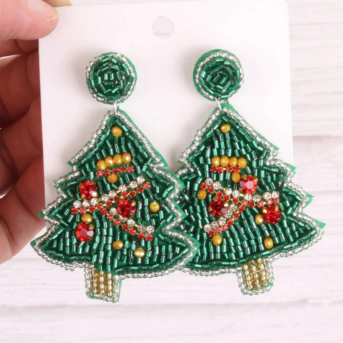 Holiday Christmas Bead Earrings
