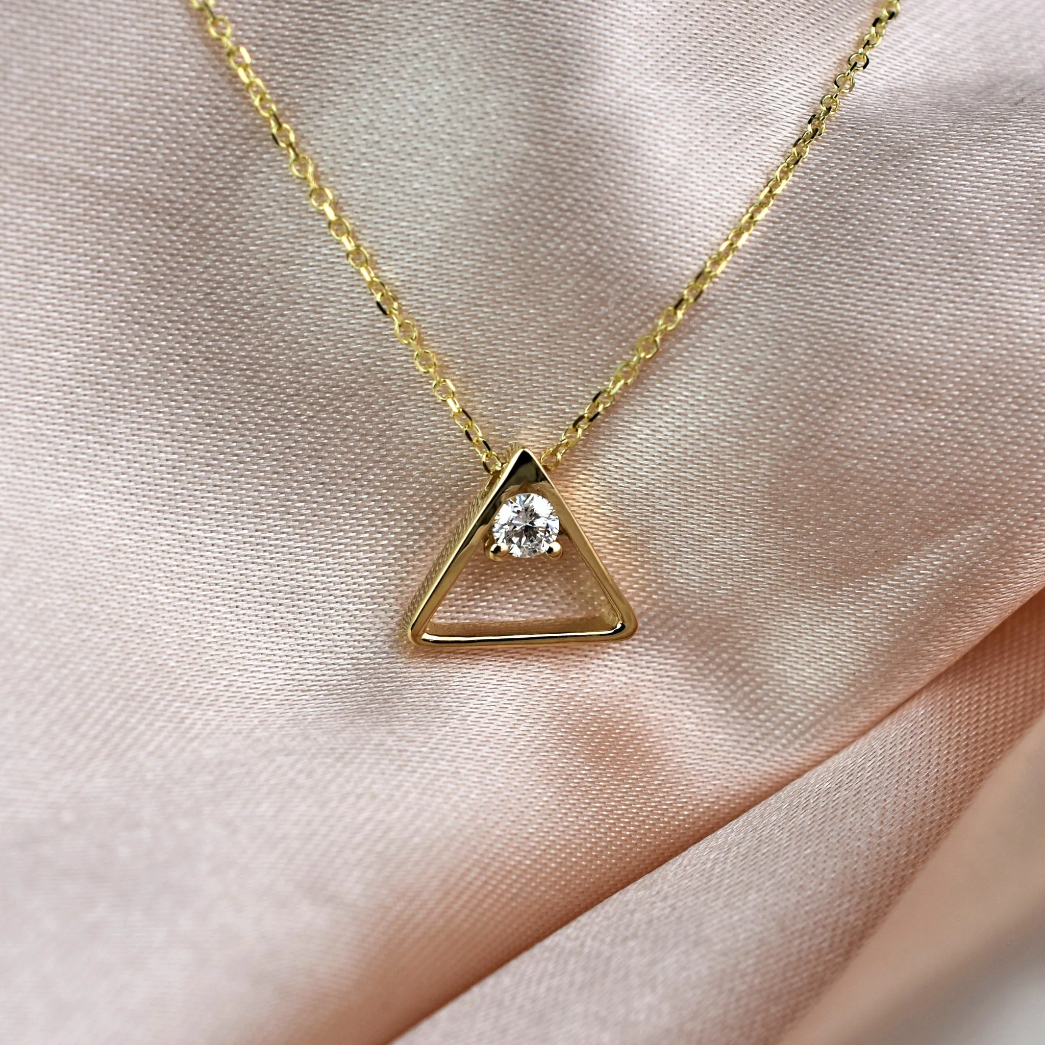 Lab Created Diamond Triangle Necklace