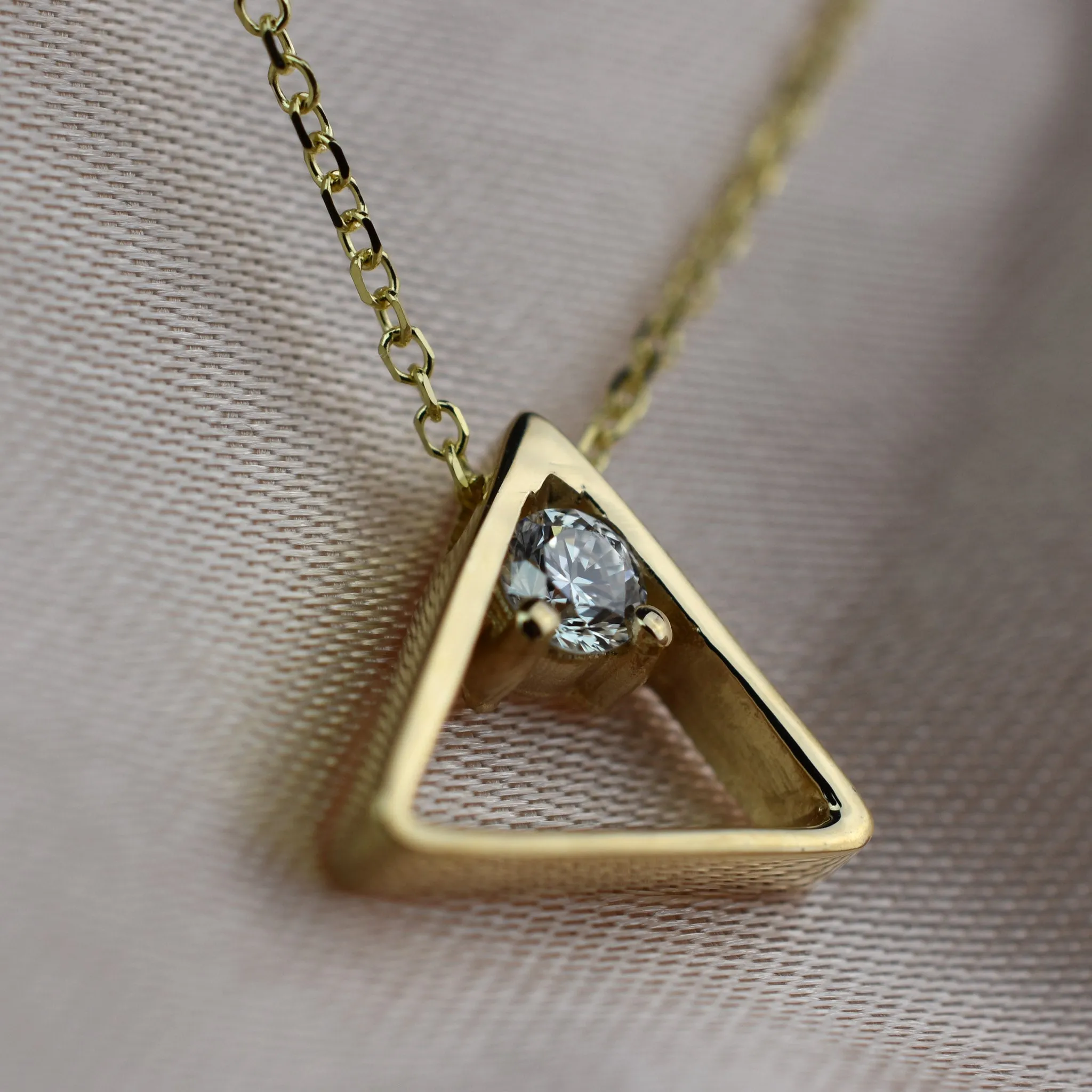 Lab Created Diamond Triangle Necklace