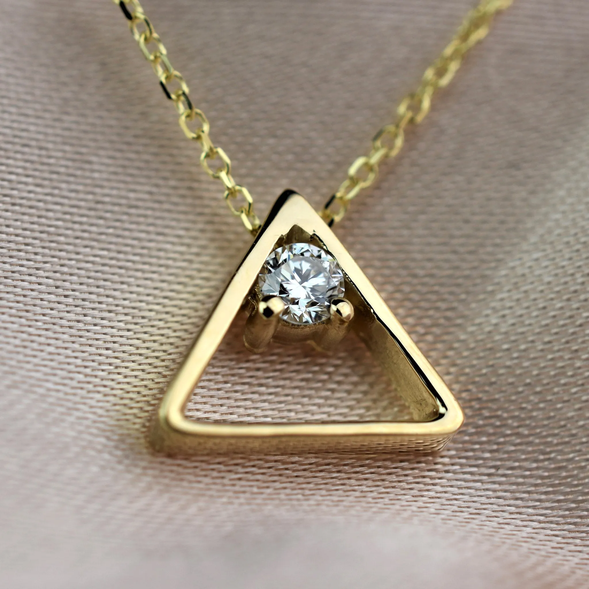 Lab Created Diamond Triangle Necklace