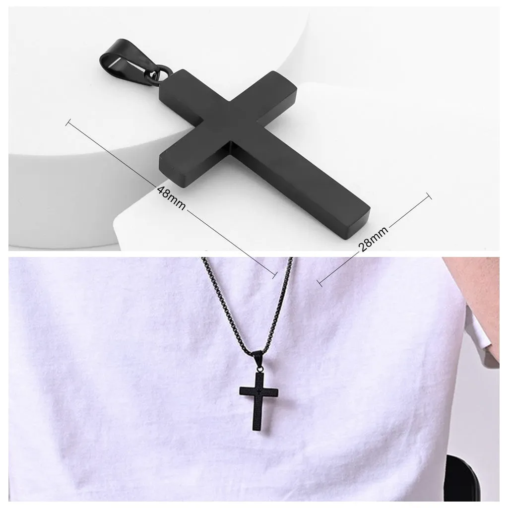 Lord's Prayer Cross Pendant - Black