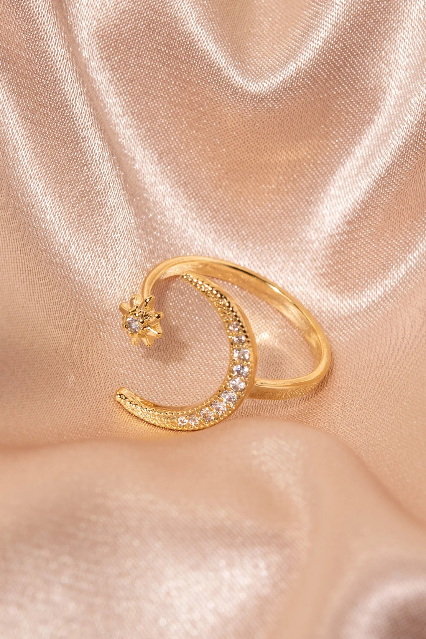 Lunalise CZ Star & Crescent Moon Ring