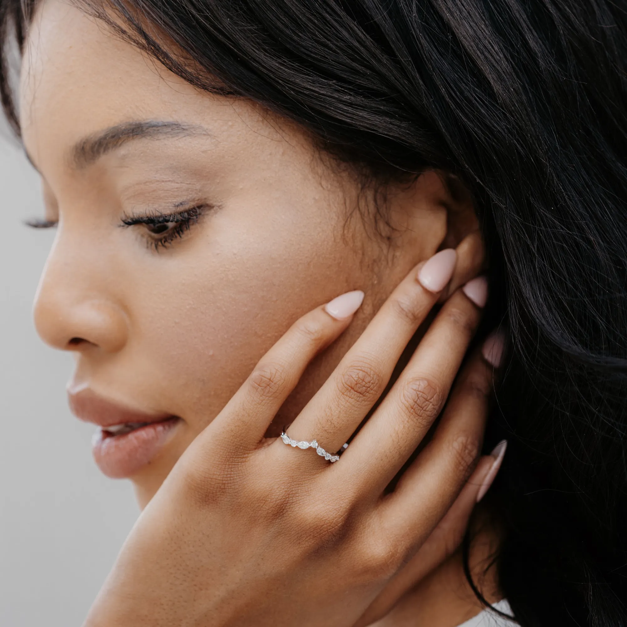 Marquise & Round Diamond V Ring