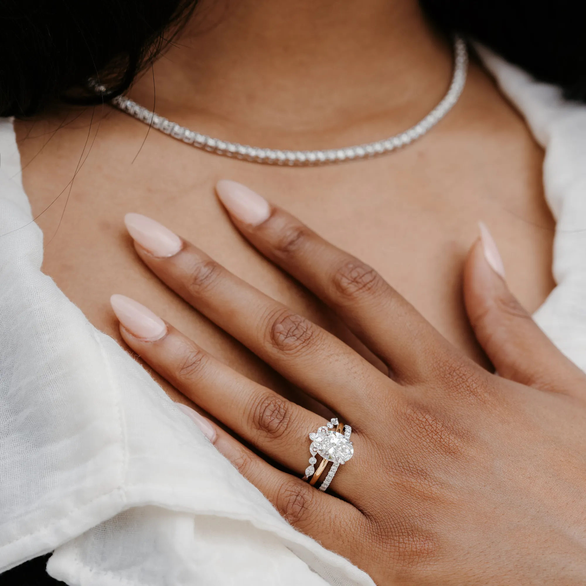 Marquise & Round Diamond V Ring