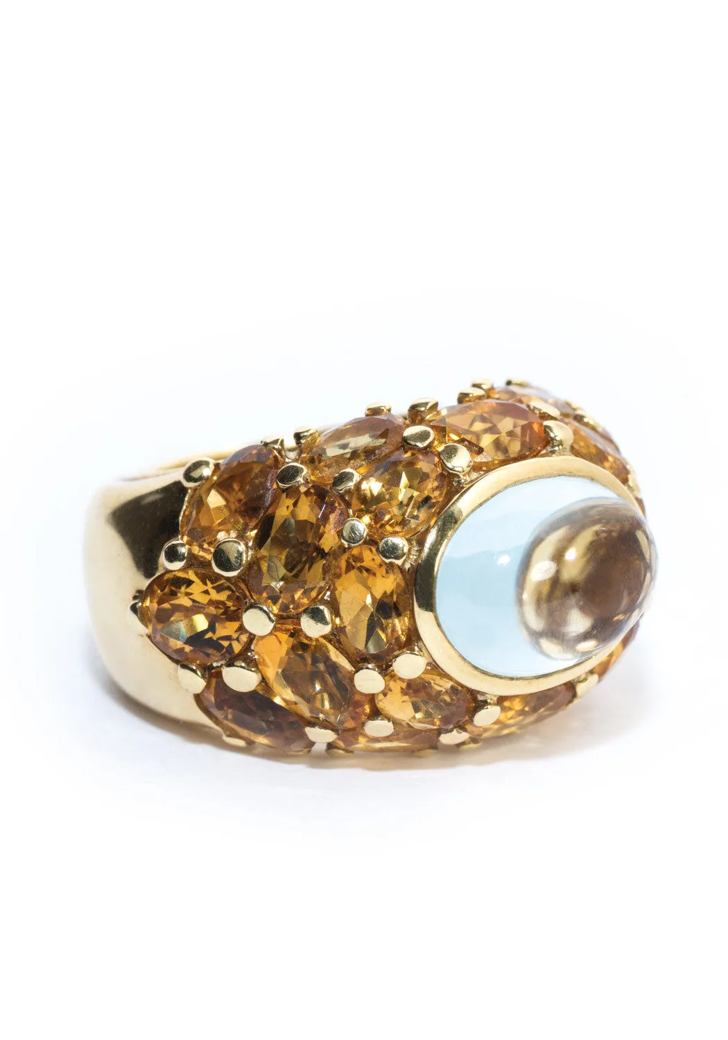Mimi 18KYG Citrine & Blue Topaz Cocktail Ring