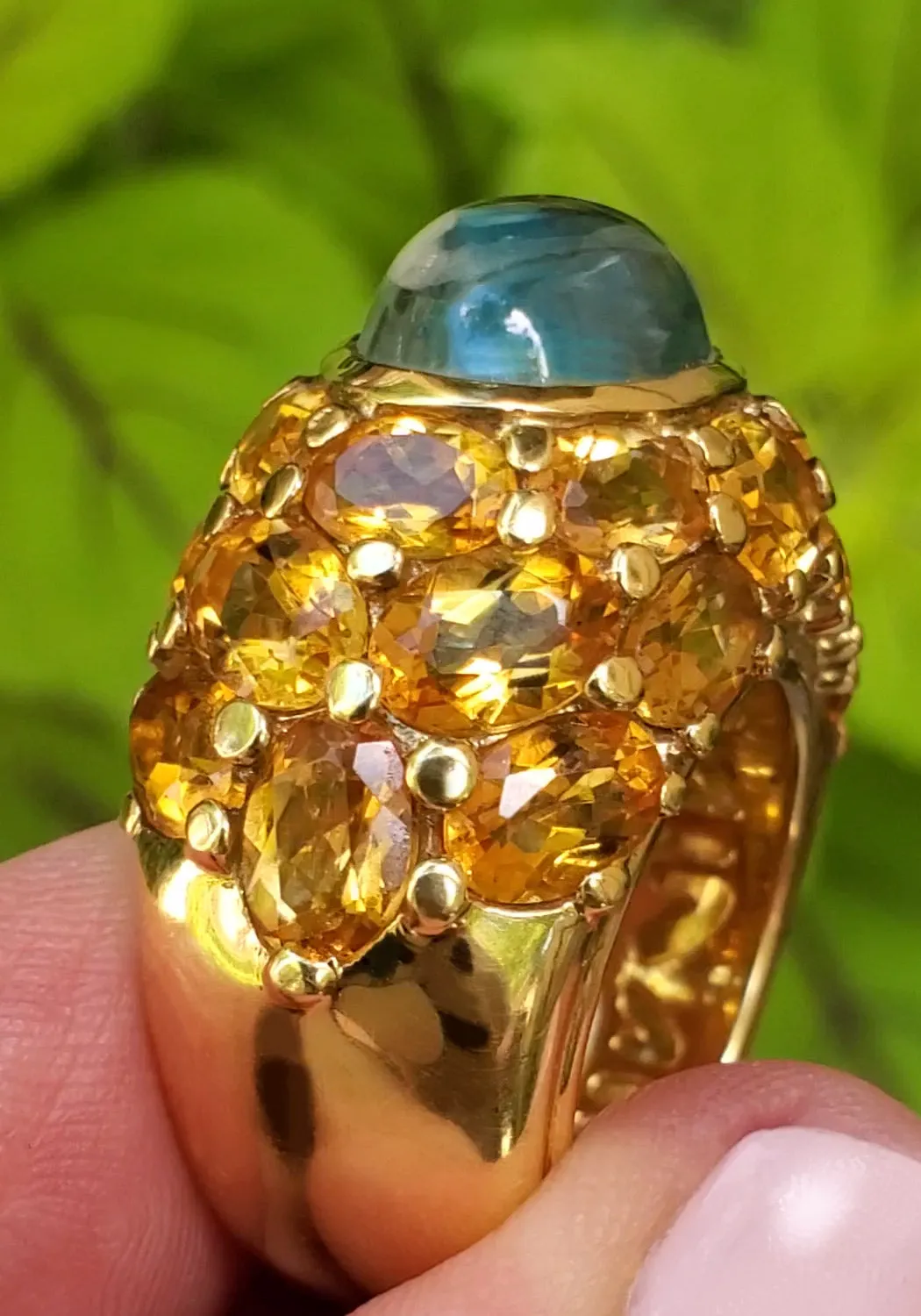 Mimi 18KYG Citrine & Blue Topaz Cocktail Ring