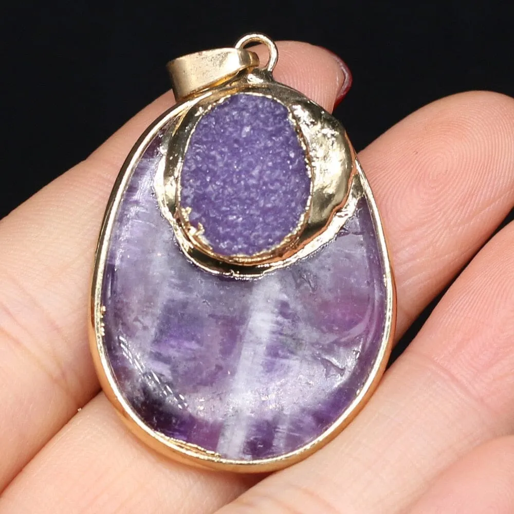 Natural Stone Amethyst Pendant Drop Shaped