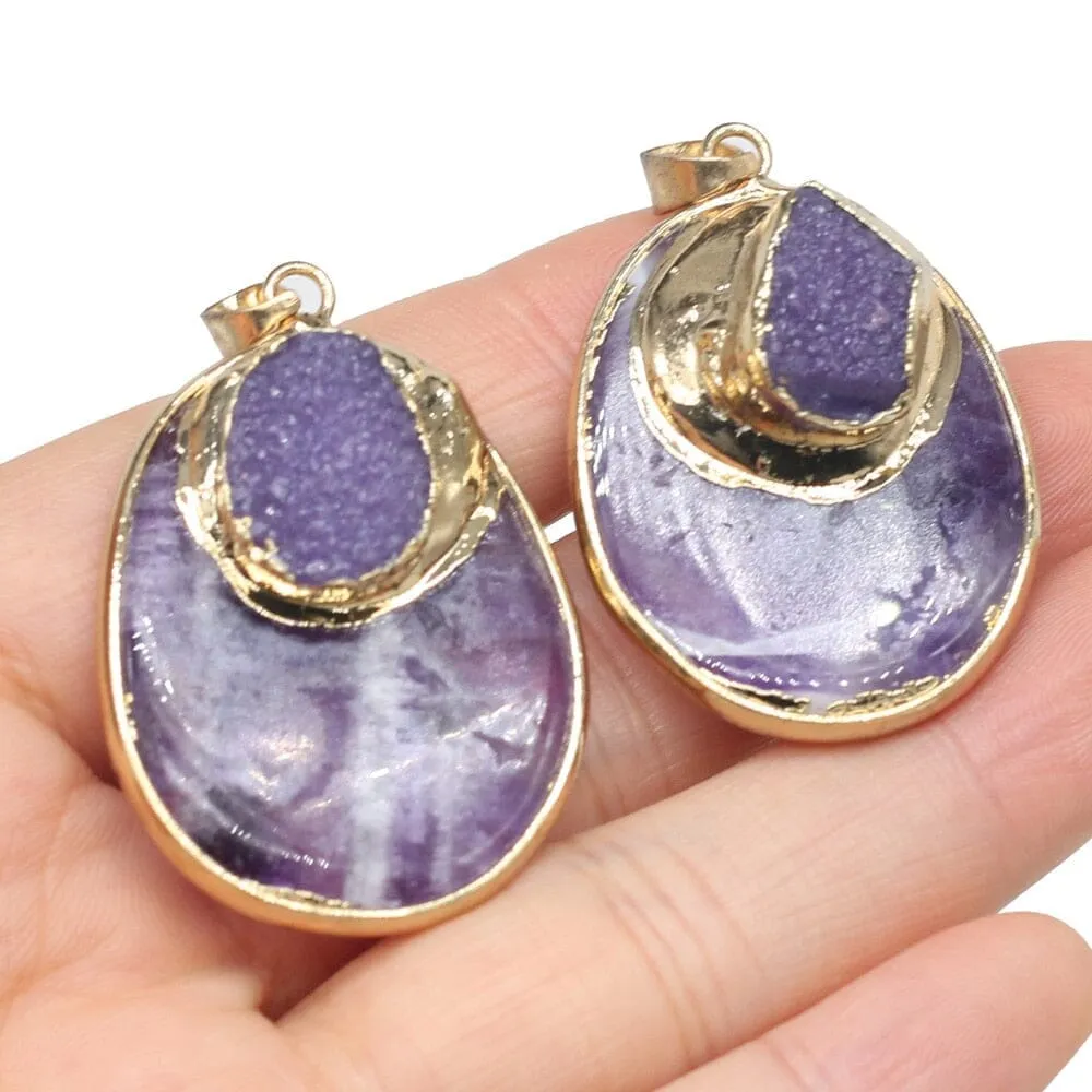 Natural Stone Amethyst Pendant Drop Shaped
