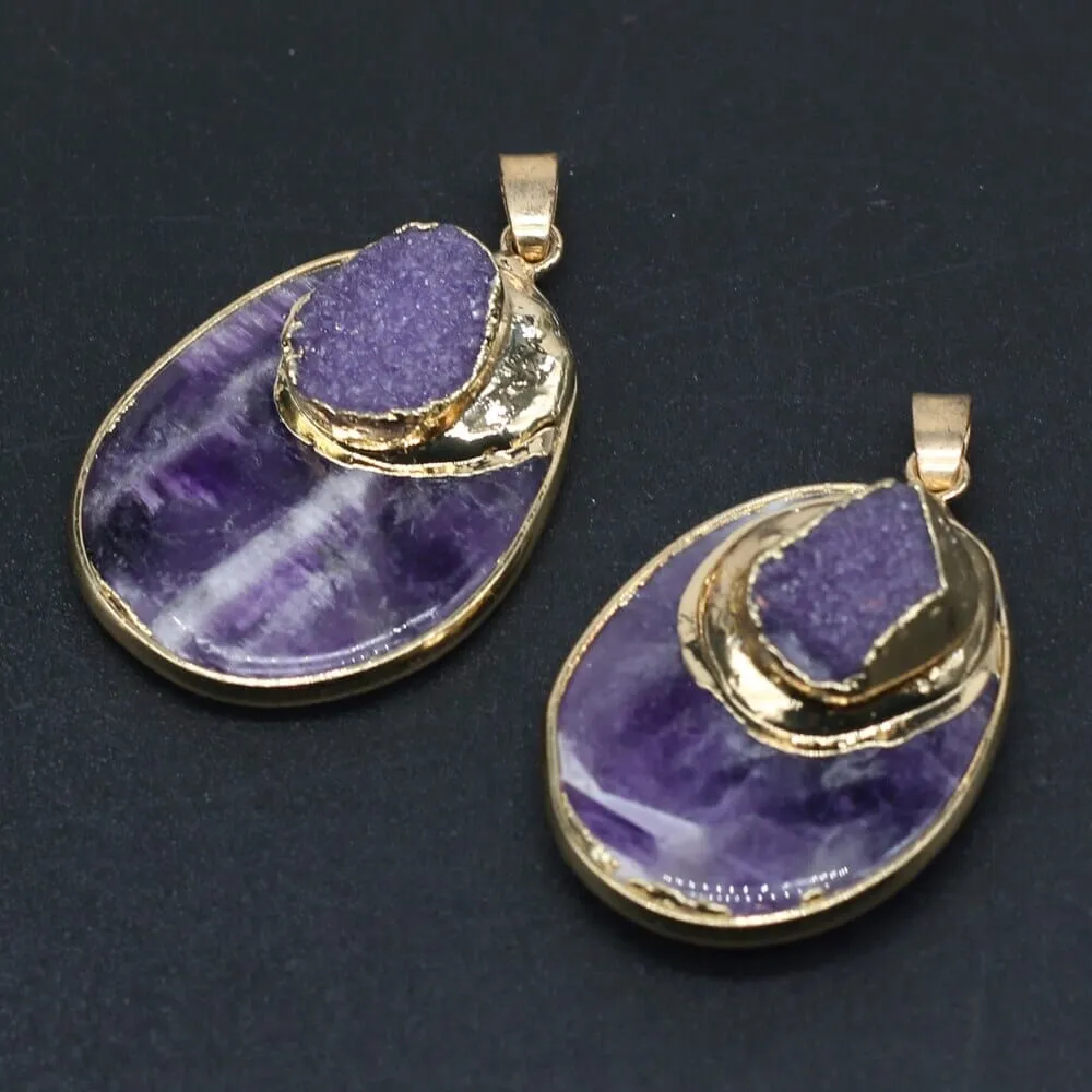 Natural Stone Amethyst Pendant Drop Shaped