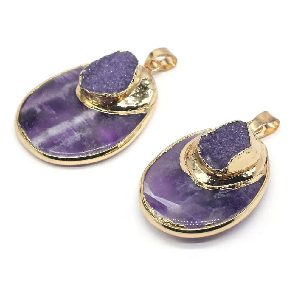 Natural Stone Amethyst Pendant Drop Shaped