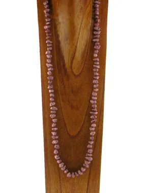 NKS180511-03  40" L MAUVE TQ BIG CHIPS WITH SEED BEADS NECKLACE