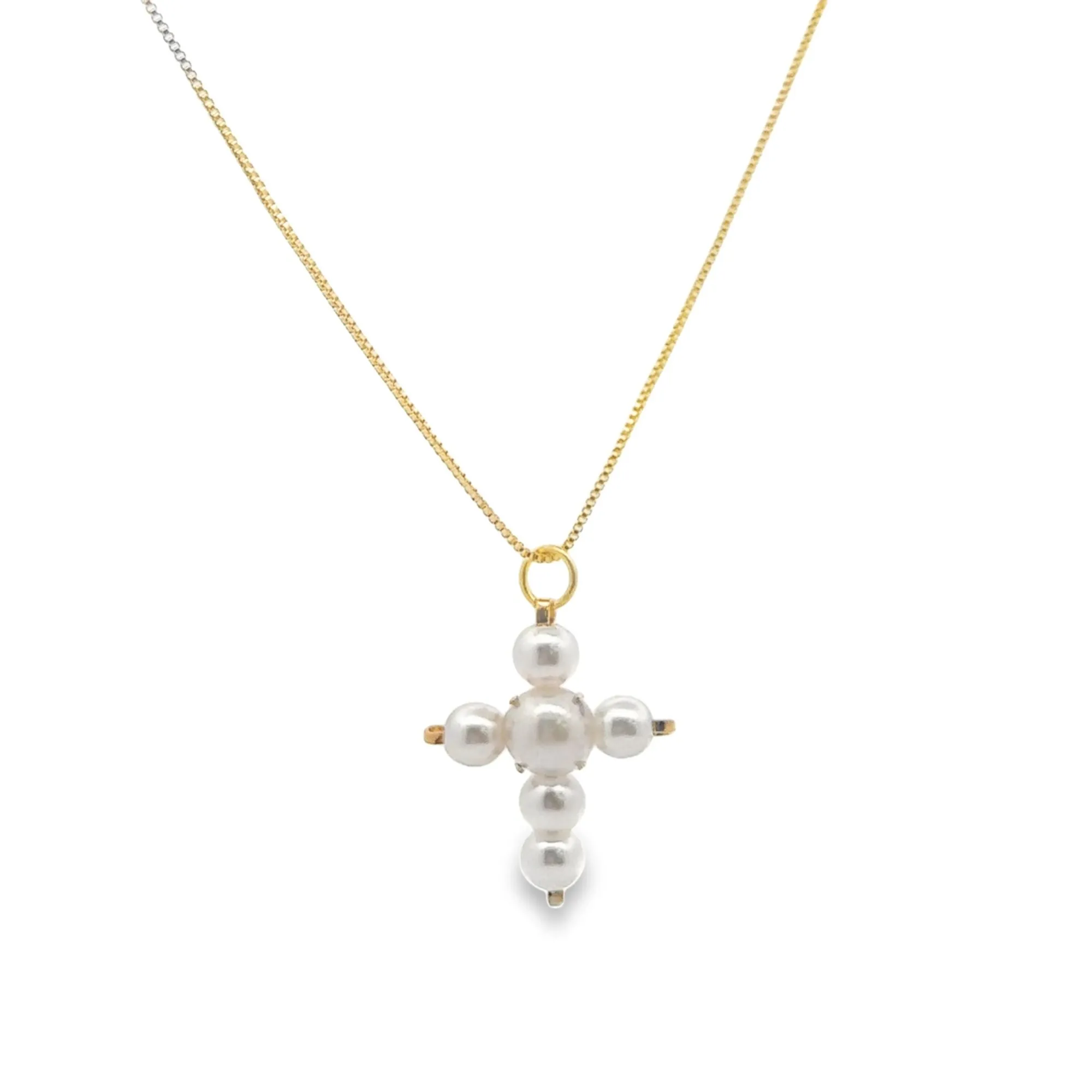 Pearl Cross Necklace (H155A)
