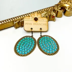 Pink Panache | Bronze Tone Oval Earrings with Laguna Delight Crystals