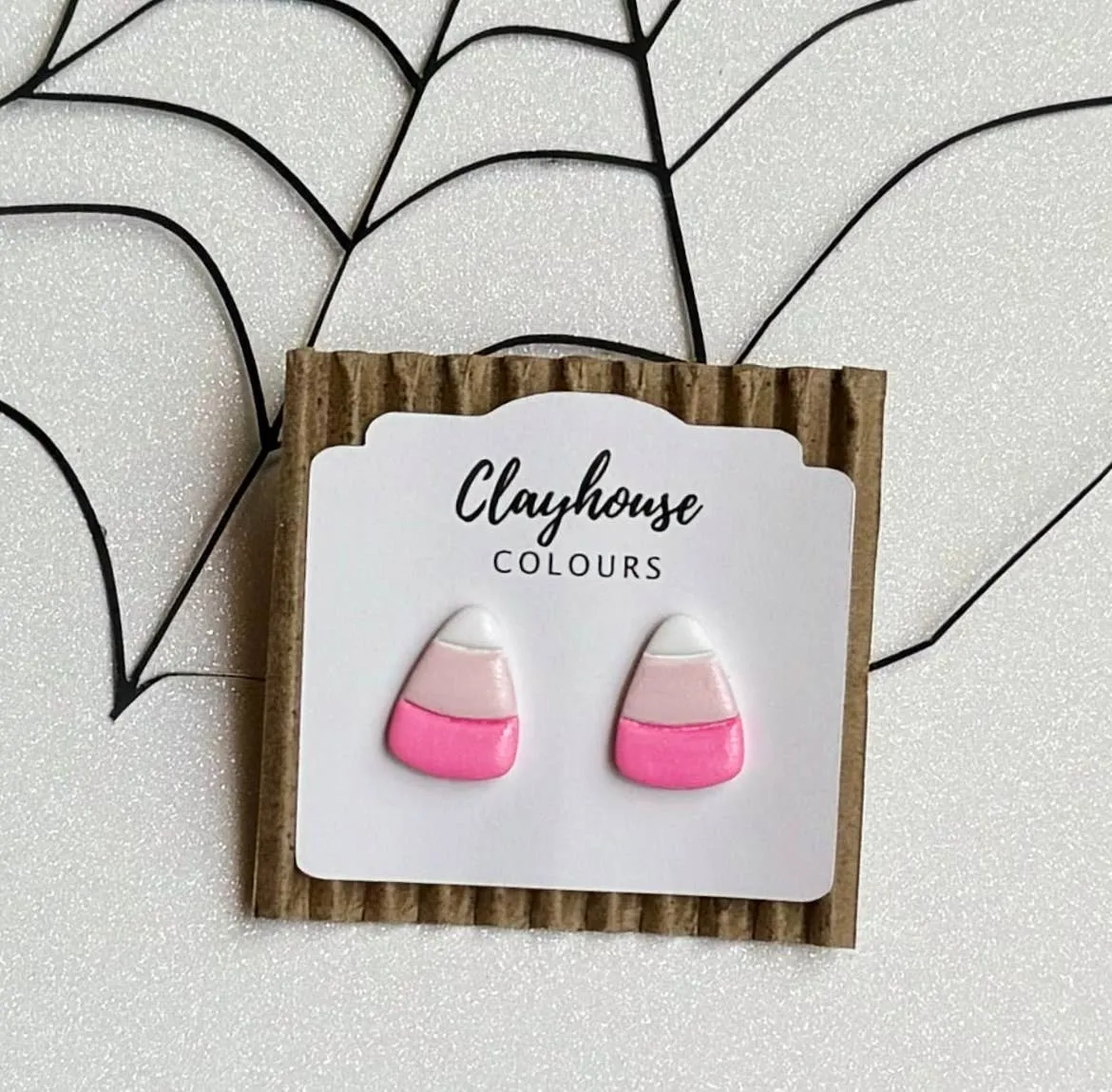 Pink Stud Candy Corn Earrings