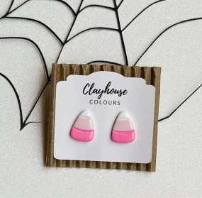 Pink Stud Candy Corn Earrings